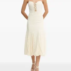 Платье миди со шнуровкой и цветочным принтом