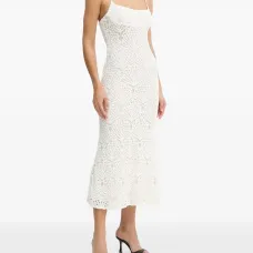 Платье миди с кружевной вставкой