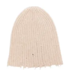 Шапка бини в рубчик с бахромой Шапка бини в рубчик с бахромой