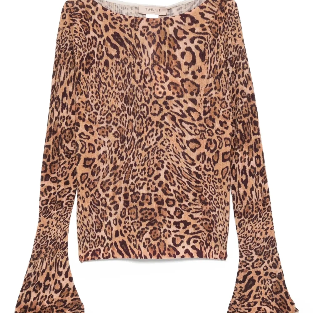 топ с рукавами колокол и леопардовым принтом топ с рукавами колокол и леопардовым принтом