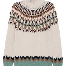 Свитер с высоким воротником и узором Свитер с высоким воротником и узором