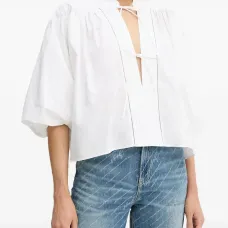 Блузка с объемными рукавами и завязками Блузка с объемными рукавами и завязками