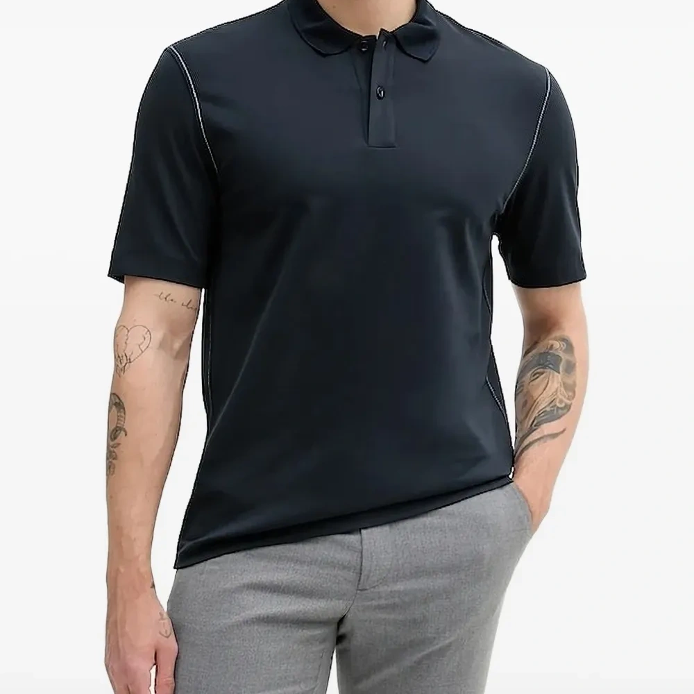 Рубашка поло с декоративной строчкой