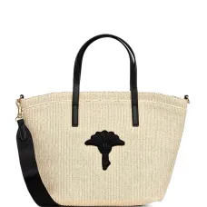 Сумка-тоут из рафии с вышивкой