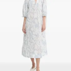 Миди-платье с цветочным узором и завязками