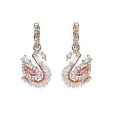 Серьги-кольца Swan из розового золота