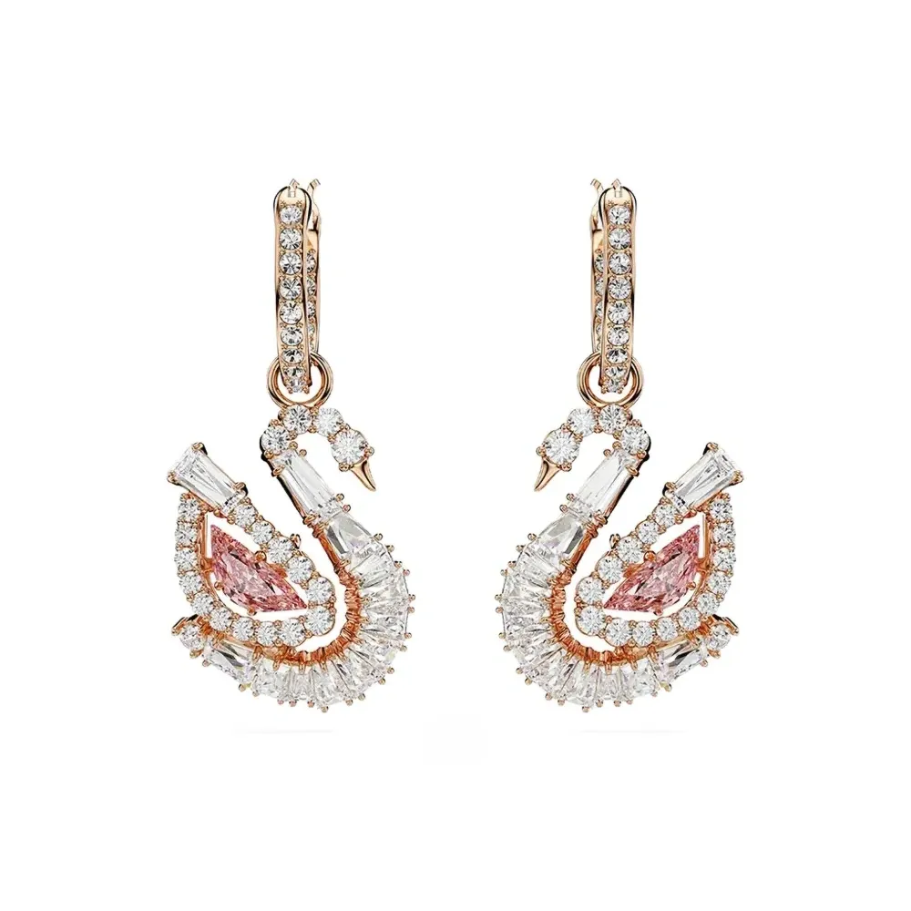 Серьги-кольца Swan из розового золота