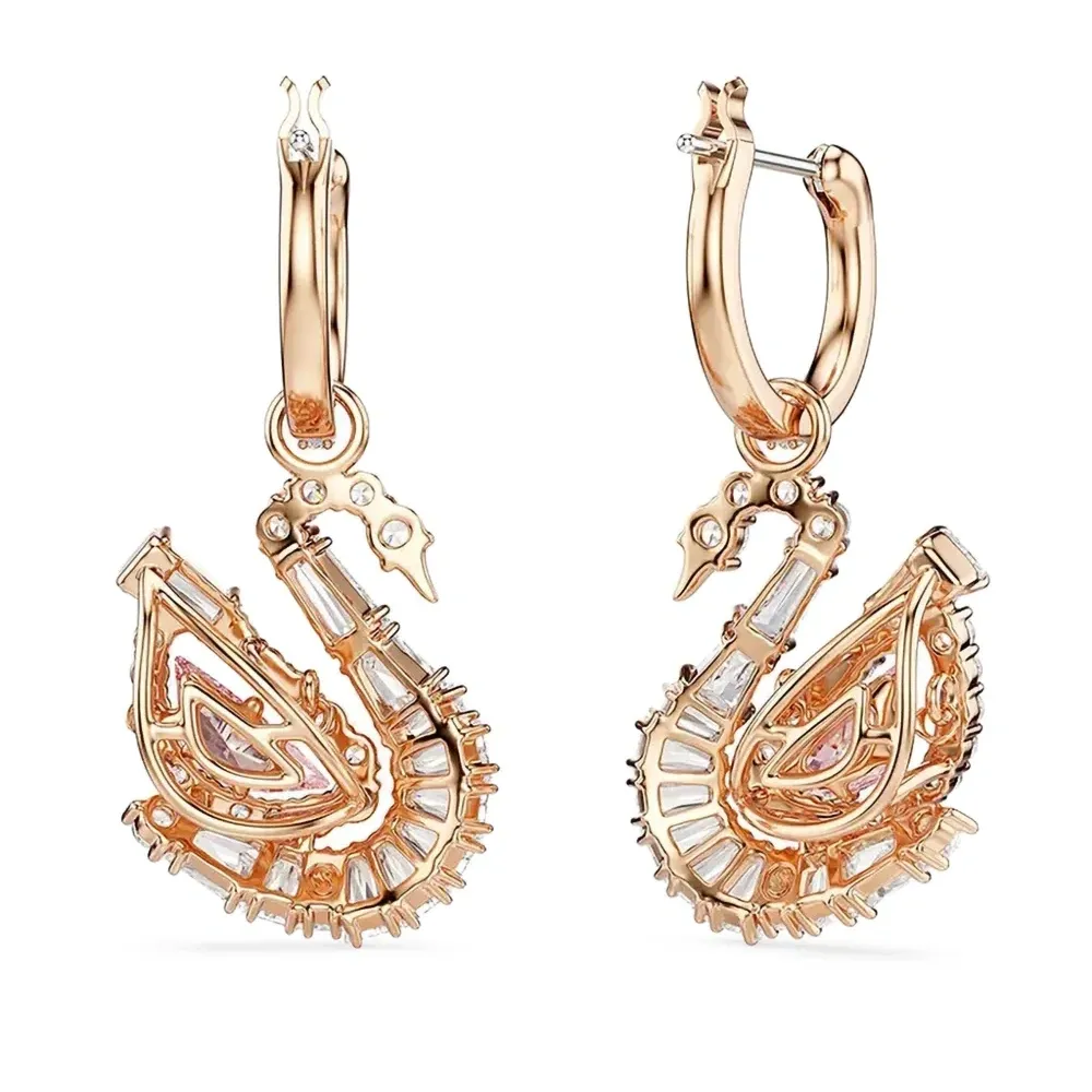 Серьги-кольца Swan из розового золота