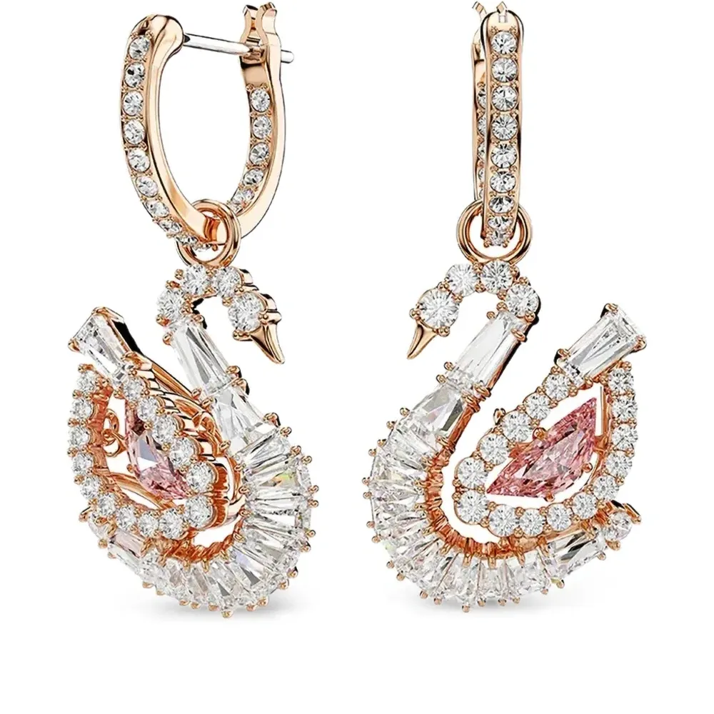 Серьги-кольца Swan из розового золота