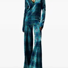 Поло-джемпер в клетку с эффектом ламе