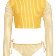 полосатый купальник с длинными рукавами