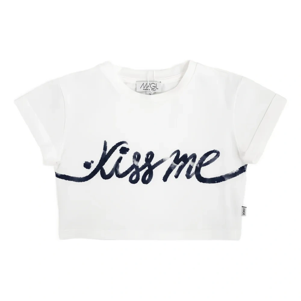 Укороченная футболка с принтом