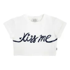 Укороченная футболка с принтом