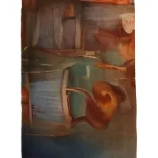 Шарф Perla с абстрактным принтом и бахромой Шарф Perla с абстрактным принтом и бахромой