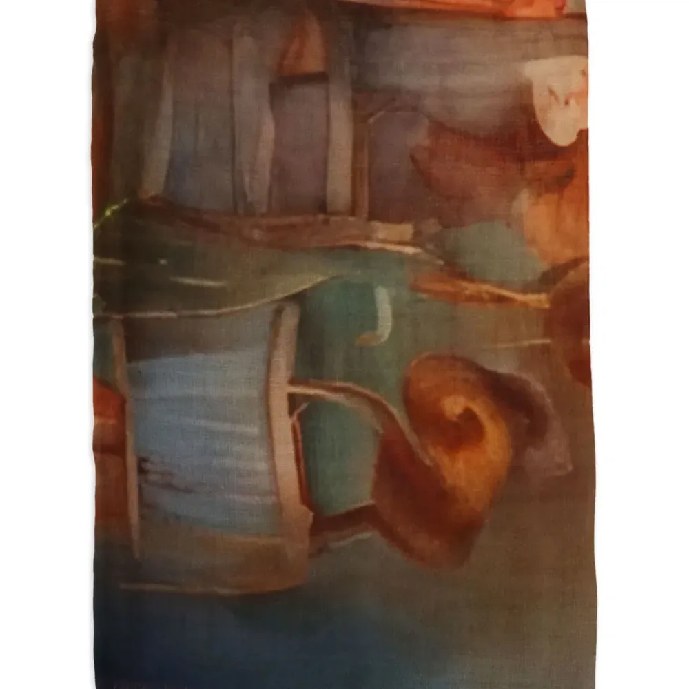 Шарф Perla с абстрактным принтом и бахромой