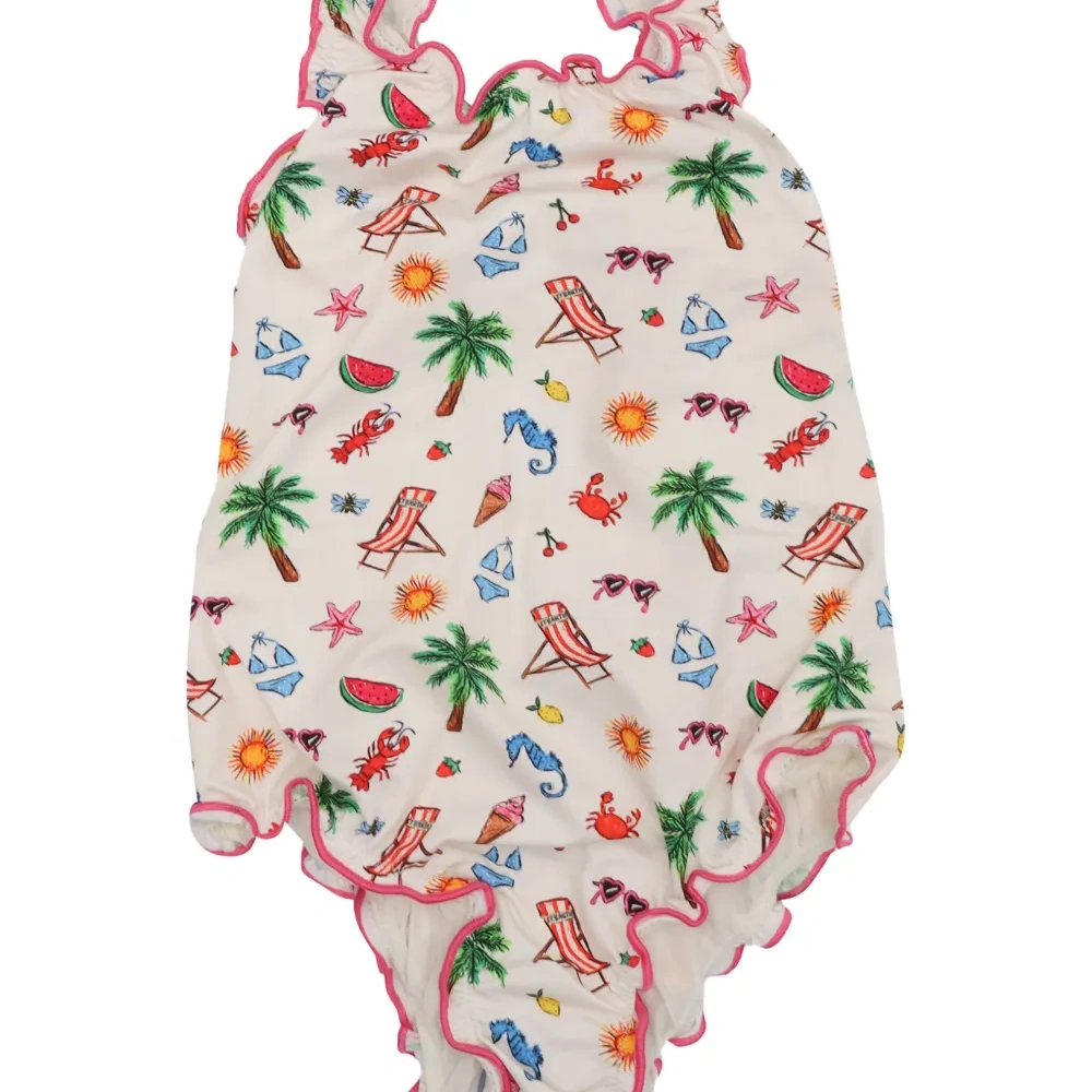 Купальник с оборками и принтом