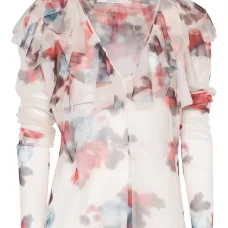 Блузка с оборками и цветочным принтом