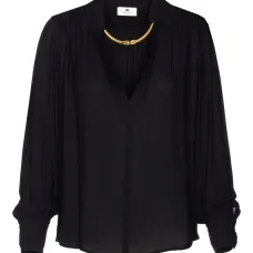 блузка с V-образным вырезом и длинными рукавами