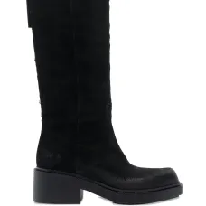 Замшевые сапоги до колена на каблуке 55 мм