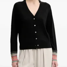 Кардиган с V-образным вырезом и контрастными манжетами