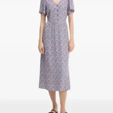 Платье миди на пуговицах с цветочным принтом Платье миди на пуговицах с цветочным принтом