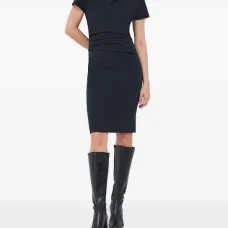 Драпированное платье миди с короткими рукавами