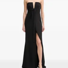 Платье макси без бретелей с завязками