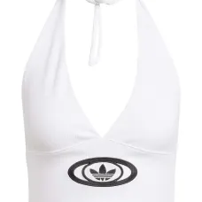 Топ в рубчик с вырезом халтер