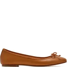 Кожаные балетки с бантом