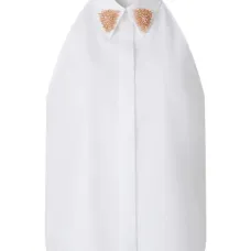 Блузка с вырезом халтер и бисером