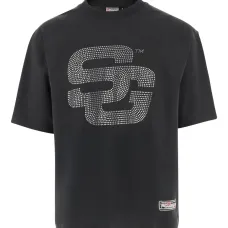 Футболка с логотипом и стразами