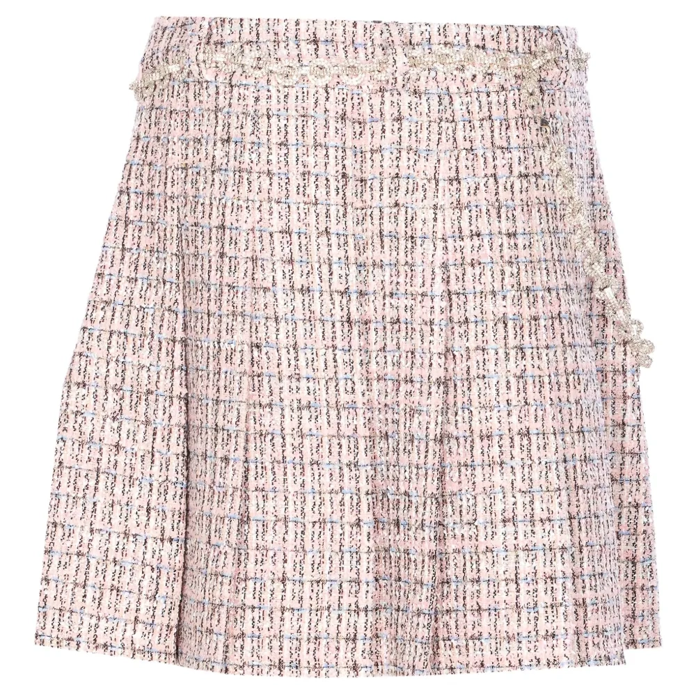 Твидовая мини-юбка с кристаллами
