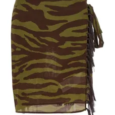 Пляжная накидка с зебровым принтом и бахромой