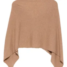 Кашемировое пончо с воротником-хомутом