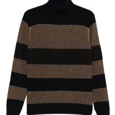 Шерстяной свитер в полоску с высоким воротником