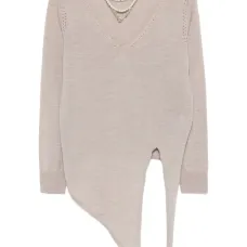 Свитер асимметричного кроя с V-образным вырезом