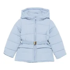 Пуховик с капюшоном и поясом