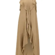 Платье с V-образным вырезом и оборками