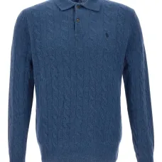 Свитер фактурной вязки с воротником поло