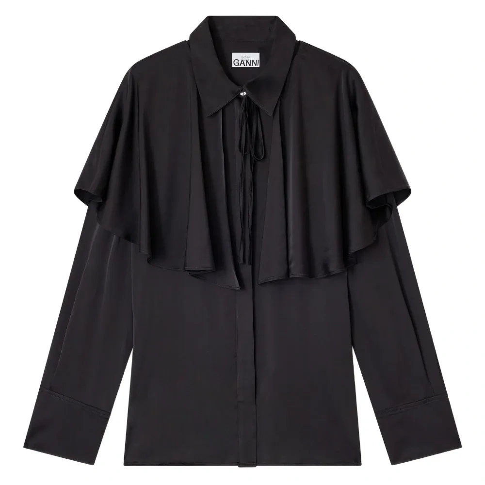 Атласная рубашка с кейпом