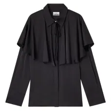 Атласная рубашка с кейпом