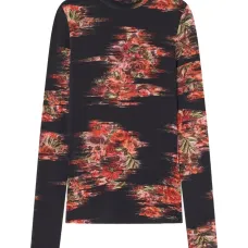 Футболка с высоким воротником и цветочным принтом Футболка с высоким воротником и цветочным принтом