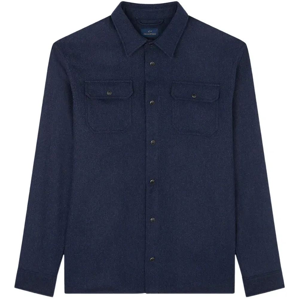 Рубашка из шерстяной смеси с накладными карманами