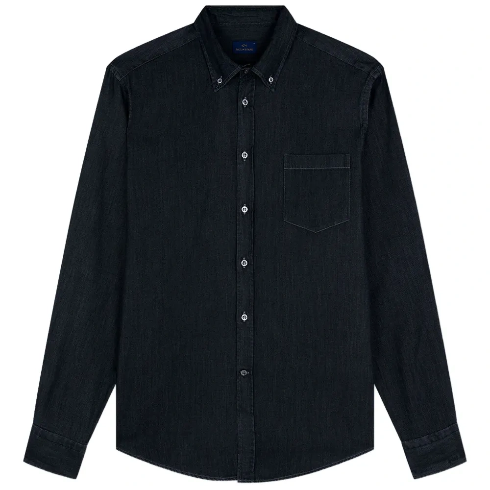 Джинсовая рубашка на пуговицах