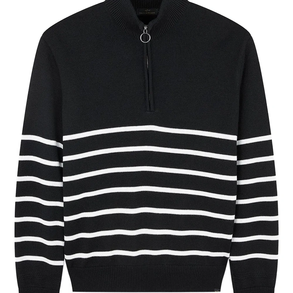 Полосатый свитер на молнии до середины