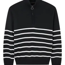 Полосатый свитер на молнии до середины