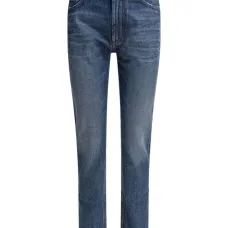 Джинсы с пятью карманами и нашивкой-логотипом