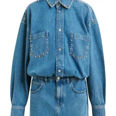 Джинсовое платье мини с заклепками