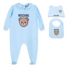 Комплект из комбинезона, шапки и нагрудника с принтом