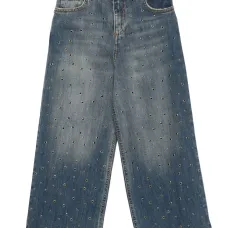 Широкие джинсы с люверсами